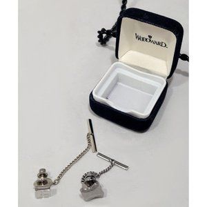 Woodward Silver Inverted Cross Rounded Rectangular Tie Chain Tack (2-Pack)